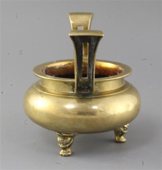 A Chinese bronze ding censer, 19th century, h. 17.5cm, w. 20.5cm